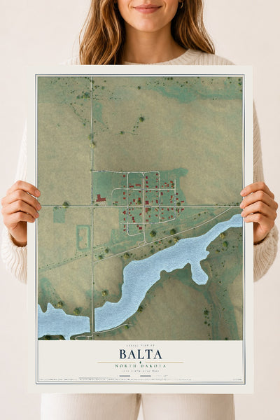 Map of Balta, North Dakota, 18 x 24 inch unframed archival matte print