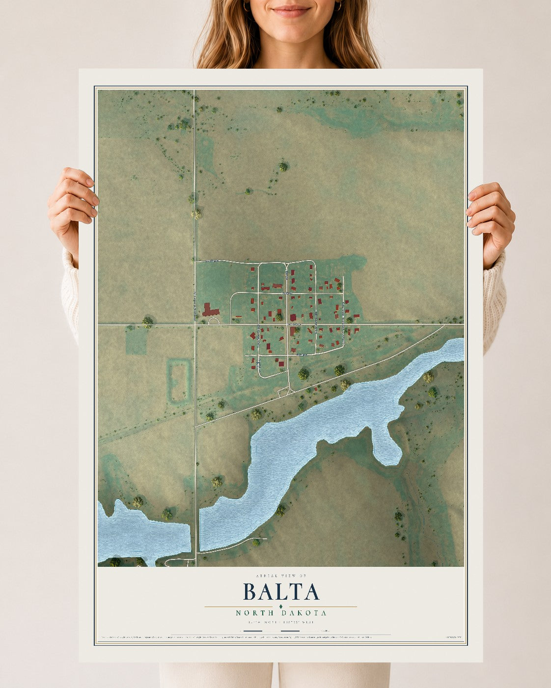 Map of Balta, North Dakota, 24 x 36 inch unframed archival matte print
