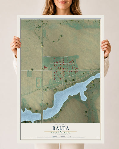 Map of Balta, North Dakota, 24 x 36 inch unframed archival matte print