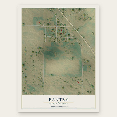 Bantry, North Dakota map print, the full design