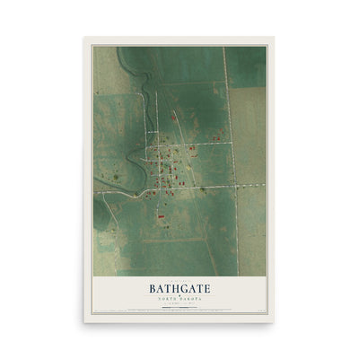 Map of Bathgate, North Dakota, 12 x 18 inch unframed archival matte print