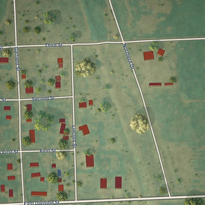 Close-up of the map of Bathgate, North Dakota print showing street and building detail