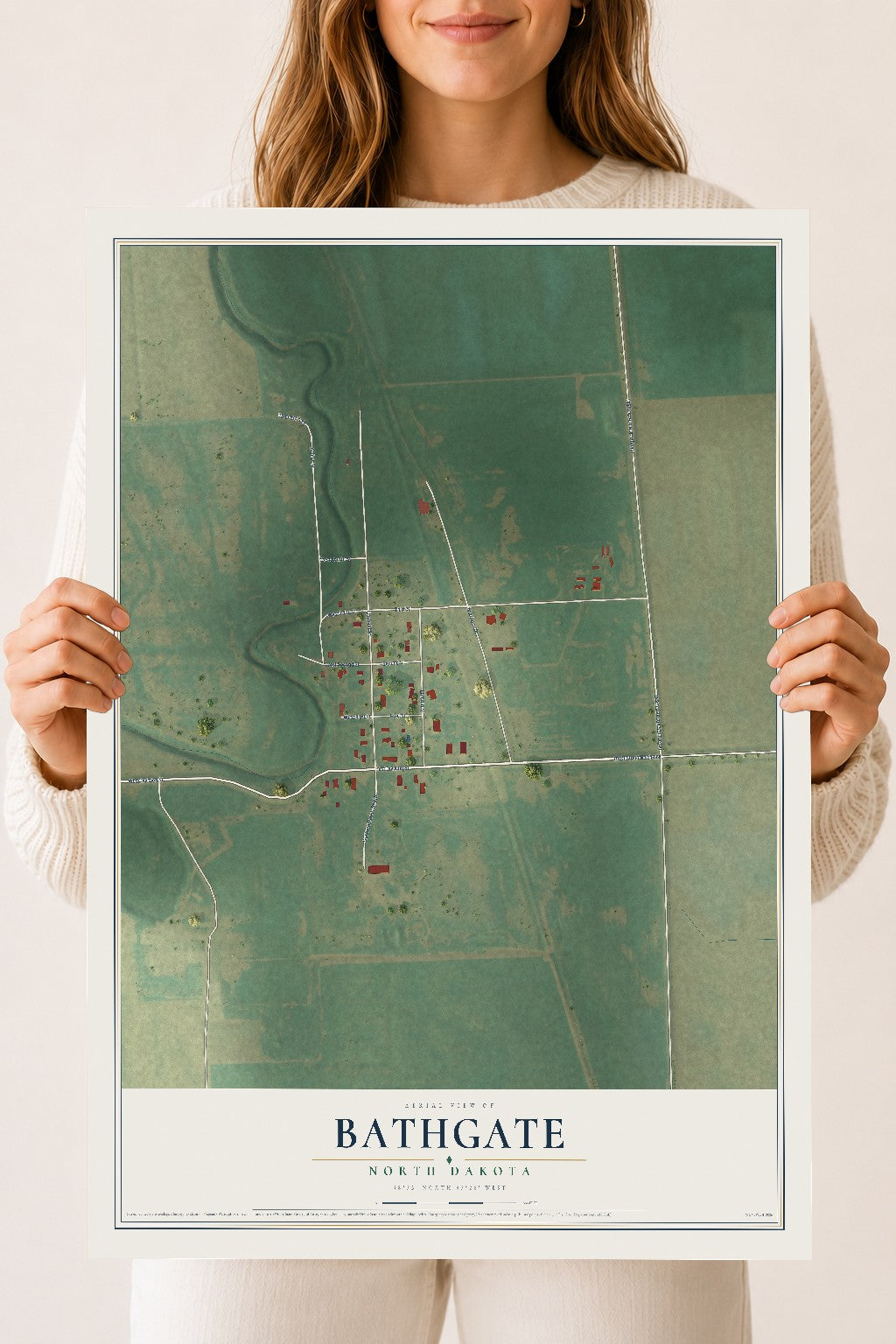 Map of Bathgate, North Dakota, 18 x 24 inch unframed archival matte print