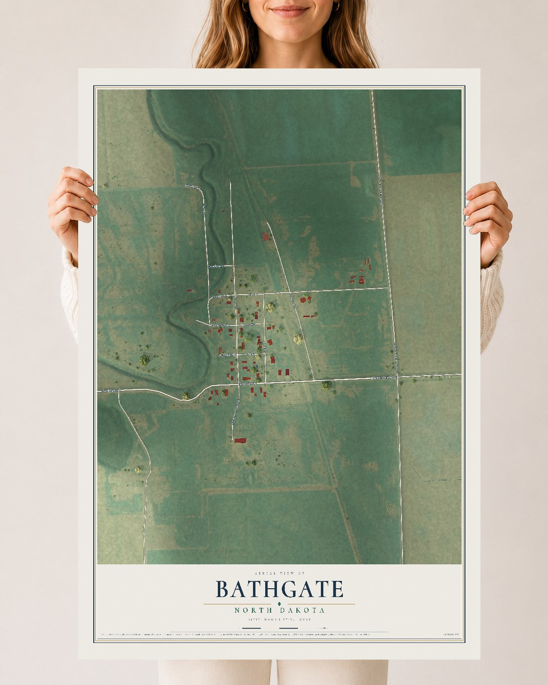 Map of Bathgate, North Dakota, 24 x 36 inch unframed archival matte print