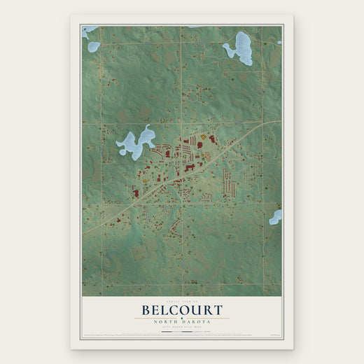 Belcourt, North Dakota map print, the full design