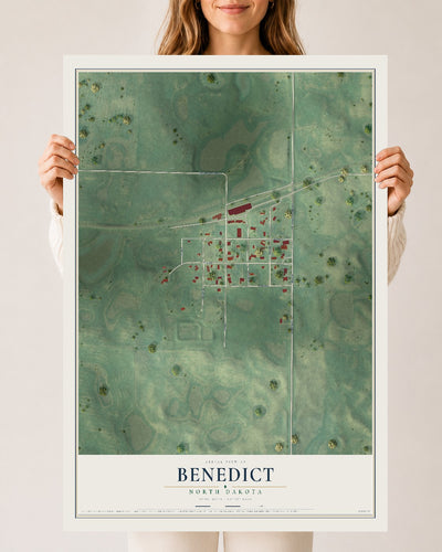 Map of Benedict, North Dakota, 24 x 36 inch unframed archival matte print