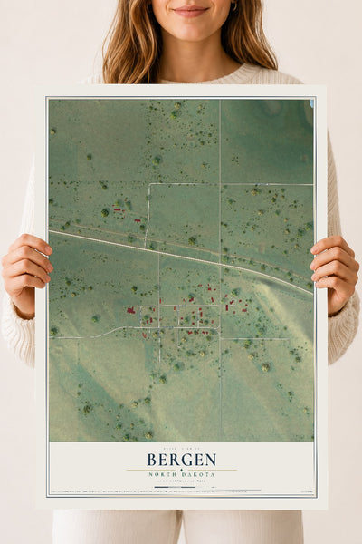 Map of Bergen, North Dakota, 18 x 24 inch unframed archival matte print