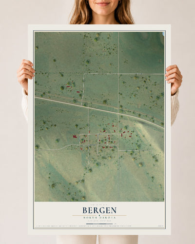 Map of Bergen, North Dakota, 24 x 36 inch unframed archival matte print