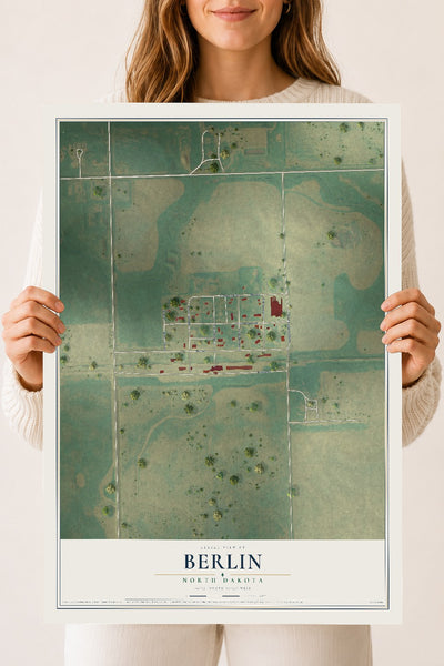 Map of Berlin, North Dakota, 18 x 24 inch unframed archival matte print