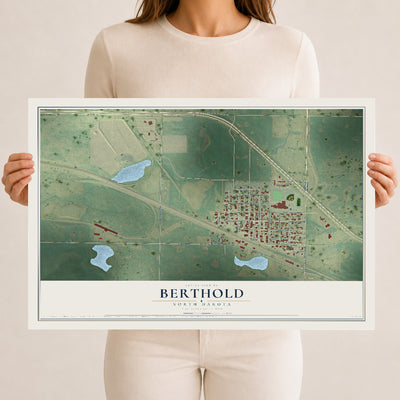 Map of Berthold, North Dakota, 12 x 18 inch unframed archival matte print