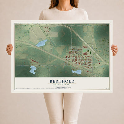 Map of Berthold, North Dakota, 24 x 36 inch unframed archival matte print