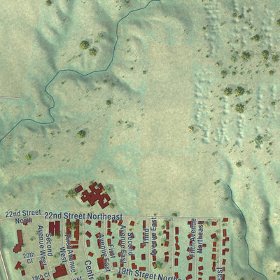 Second close-up of the map of Beulah, North Dakota print showing more streets and buildings