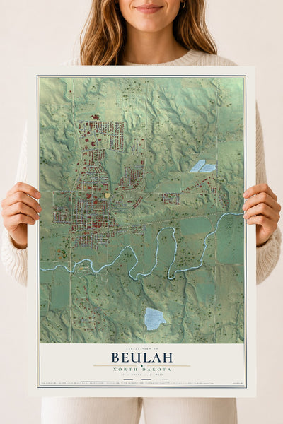Map of Beulah, North Dakota, 18 x 24 inch unframed archival matte print