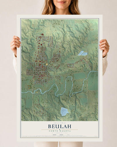 Map of Beulah, North Dakota, 24 x 36 inch unframed archival matte print