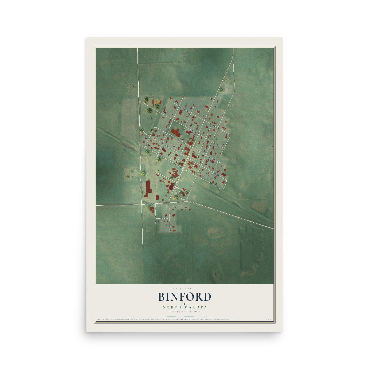 Map of Binford, North Dakota, 12 x 18 inch unframed archival matte print