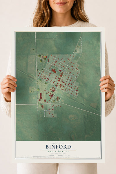 Map of Binford, North Dakota, 18 x 24 inch unframed archival matte print
