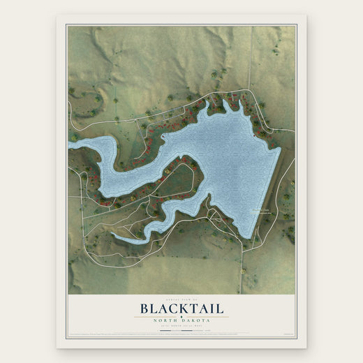 Blacktail, North Dakota map print, the full design