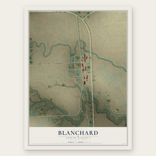 Blanchard, North Dakota map print, the full design