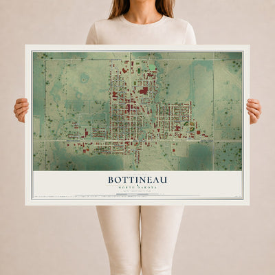 Map of Bottineau, North Dakota, 24 x 36 inch unframed archival matte print