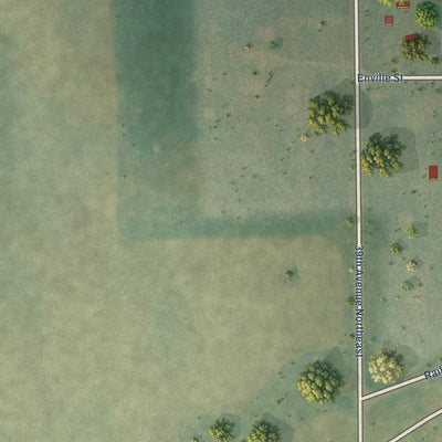 Second close-up of the map of Bowdon, North Dakota print showing more streets and buildings