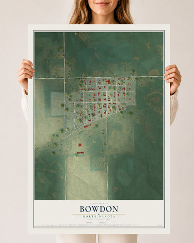 Map of Bowdon, North Dakota, 24 x 36 inch unframed archival matte print