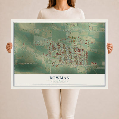 Map of Bowman, North Dakota, 24 x 36 inch unframed archival matte print