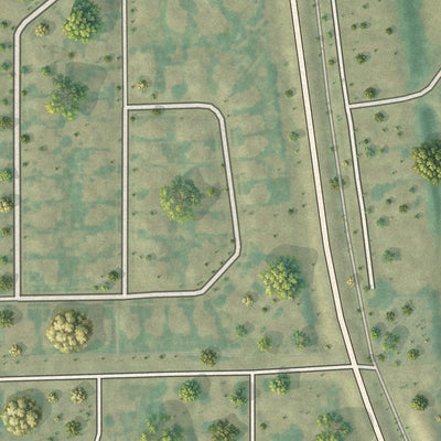 Close-up of the map of Briarwood, North Dakota print showing street and building detail