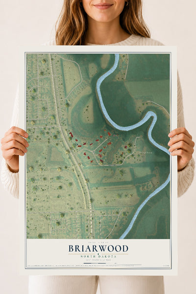 Map of Briarwood, North Dakota, 18 x 24 inch unframed archival matte print