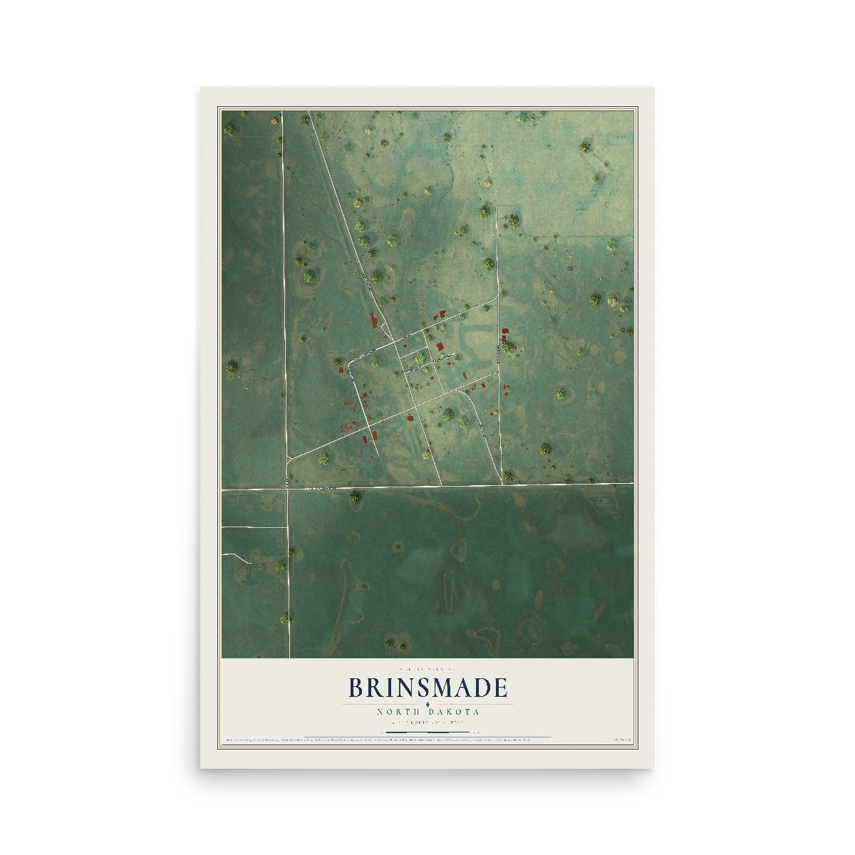 Map of Brinsmade, North Dakota, 12 x 18 inch unframed archival matte print