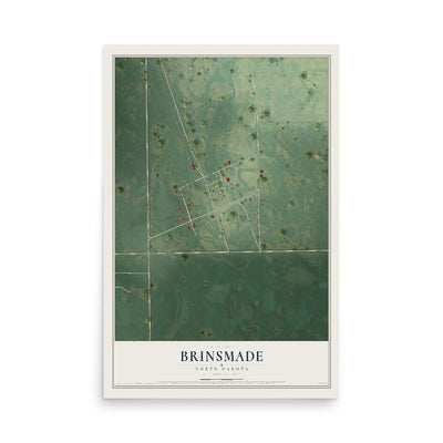 Map of Brinsmade, North Dakota, 12 x 18 inch unframed archival matte print