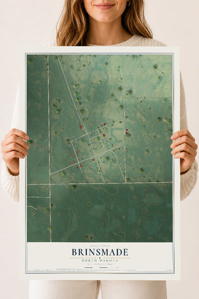 Map of Brinsmade, North Dakota, 18 x 24 inch unframed archival matte print