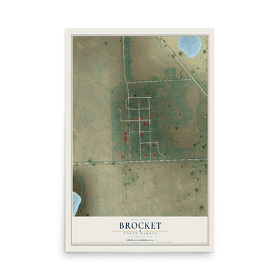 Map of Brocket, North Dakota, 12 x 18 inch unframed archival matte print