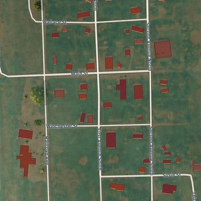 Close-up of the map of Brocket, North Dakota print showing street and building detail