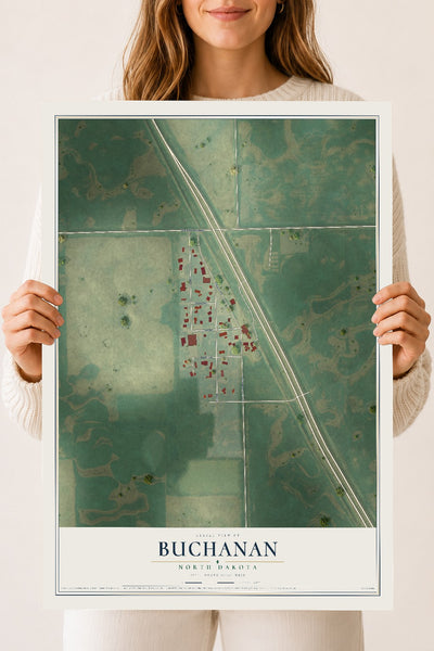 Map of Buchanan, North Dakota, 18 x 24 inch unframed archival matte print