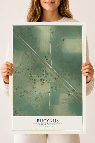 Map of Bucyrus, North Dakota, 18 x 24 inch unframed archival matte print