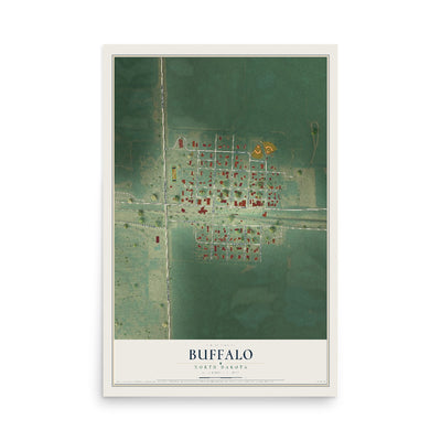 Map of Buffalo, North Dakota, 12 x 18 inch unframed archival matte print