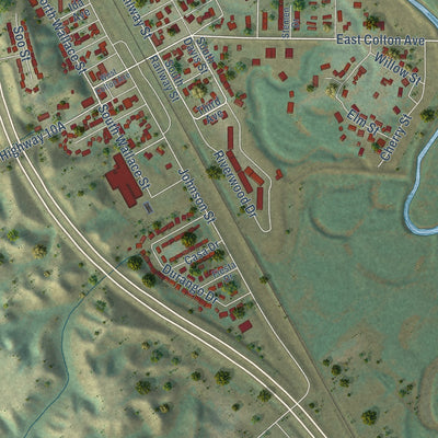 Close-up of the map of Burlington, North Dakota print showing street and building detail