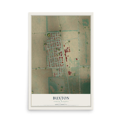 Map of Buxton, North Dakota, 12 x 18 inch unframed archival matte print