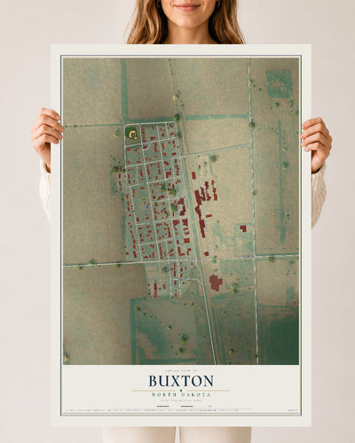 Map of Buxton, North Dakota, 24 x 36 inch unframed archival matte print