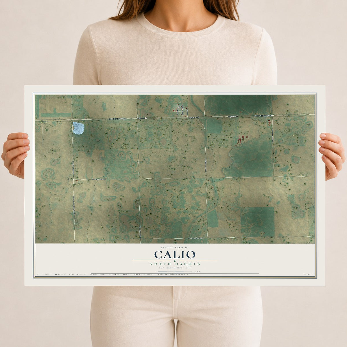 Map of Calio, North Dakota, 12 x 18 inch unframed archival matte print