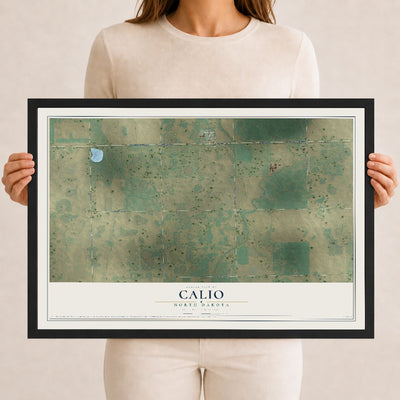 Map of Calio, North Dakota, 12 x 18 inch print in a black wood frame