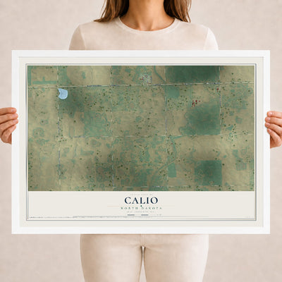 Map of Calio, North Dakota, 18 x 24 inch print in a white wood frame