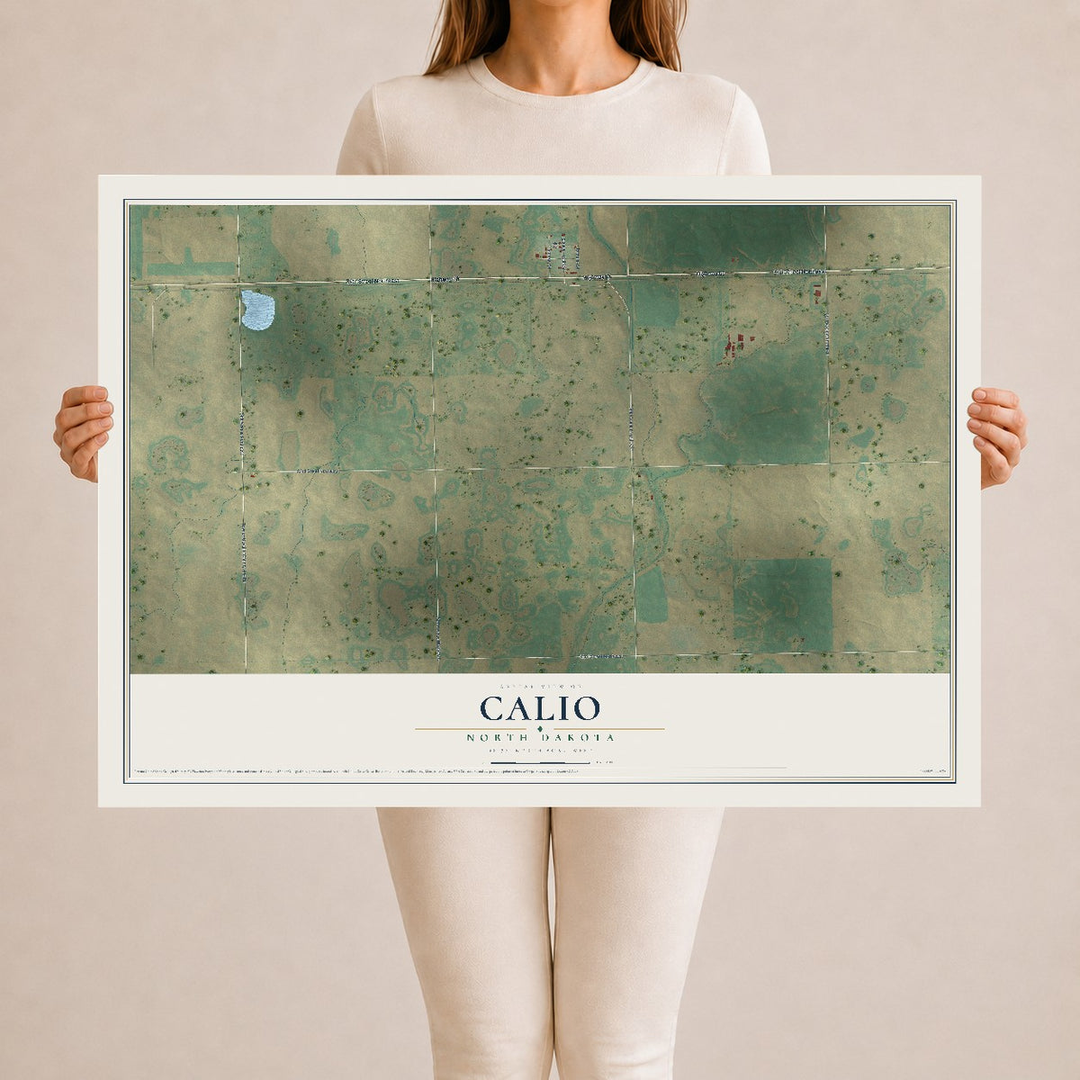 Map of Calio, North Dakota, 24 x 36 inch unframed archival matte print