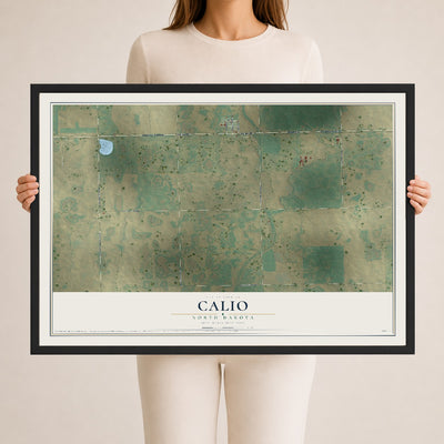 Map of Calio, North Dakota, 24 x 36 inch print in a black wood frame