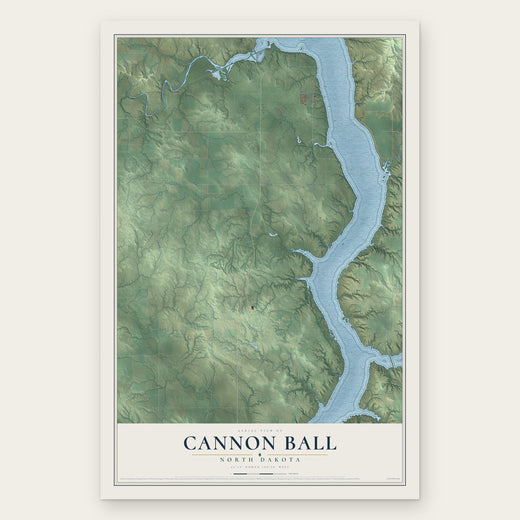 Cannon Ball, North Dakota map print, the full design
