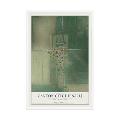 Map of Canton City (Hensel), North Dakota, 12 x 18 inch print in a white wood frame