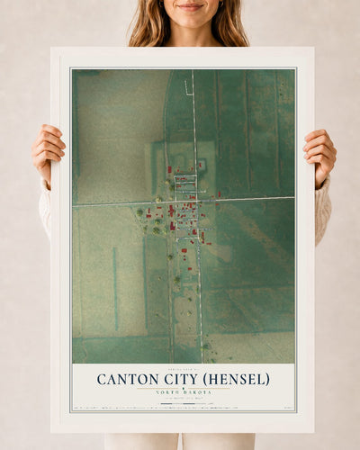 Map of Canton City (Hensel), North Dakota, 24 x 36 inch print in a white wood frame