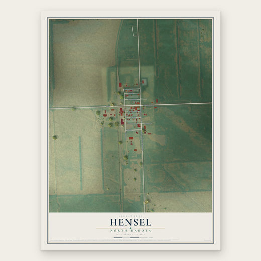 Hensel, North Dakota map print, the full design