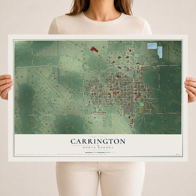 Map of Carrington, North Dakota, 18 x 24 inch unframed archival matte print