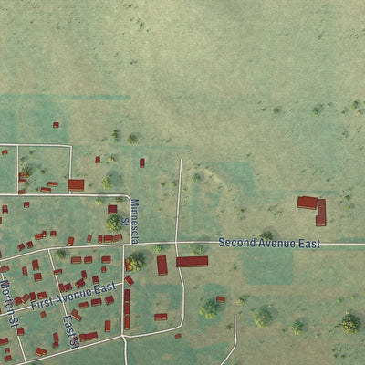 Second close-up of the map of Carson, North Dakota print showing more streets and buildings
